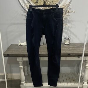 Express Women's Black Distressed Skinny Jeans